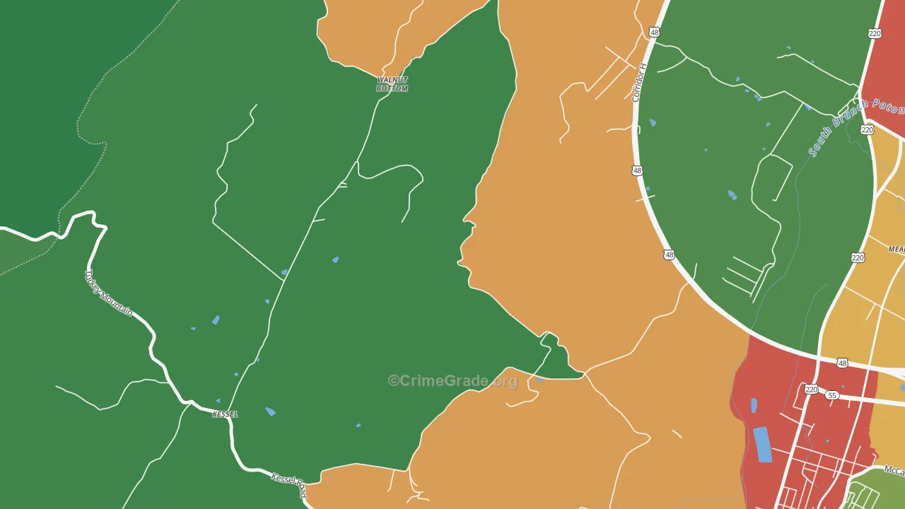 Walnut Bottom, WV Map of Theft Rates