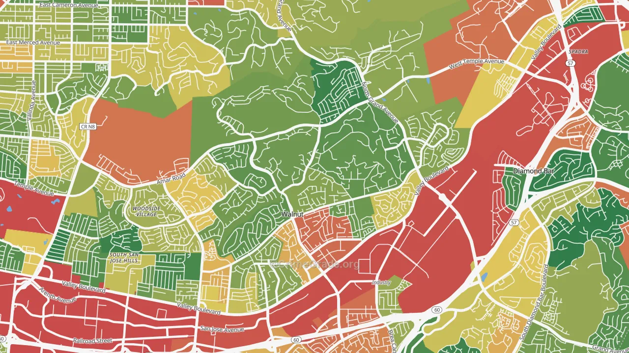 Walnut, CA Map of Theft Rates