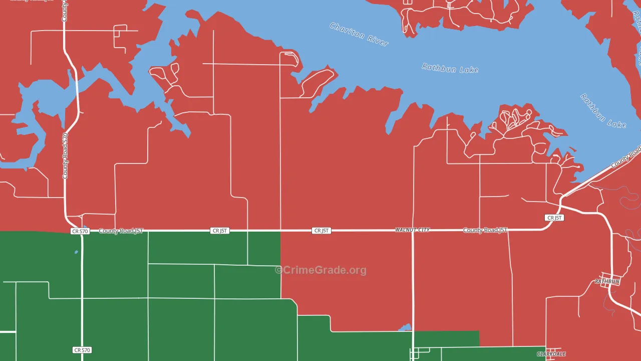 Walnut City, IA Map of Theft Rates