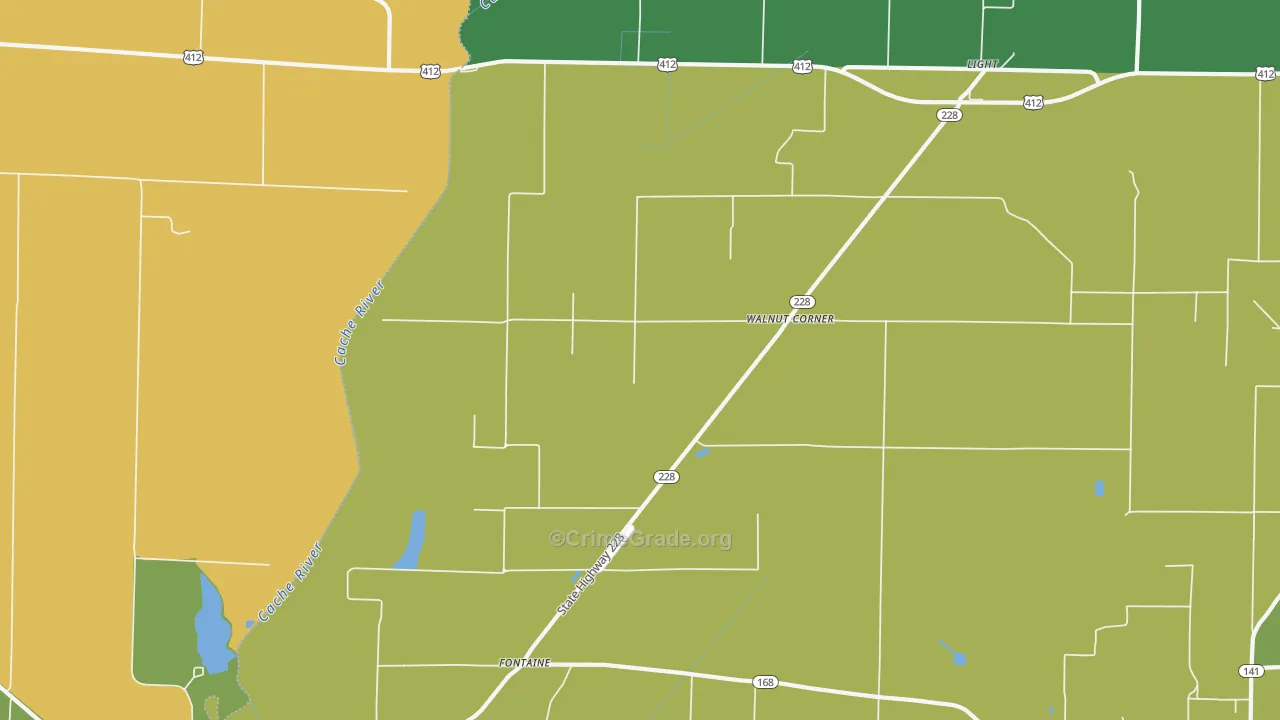 Walnut Corner, AR Map of Theft Rates