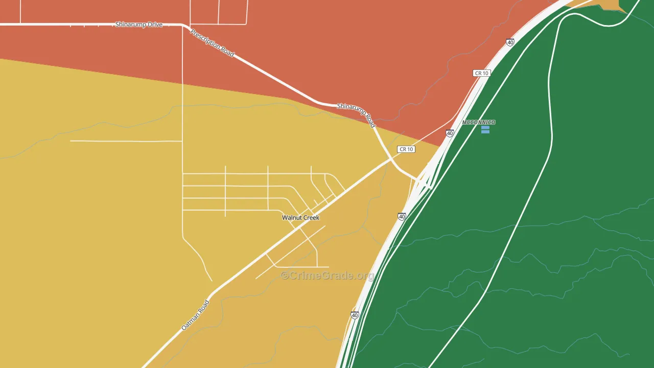 Walnut Creek, AZ Map of Theft Rates