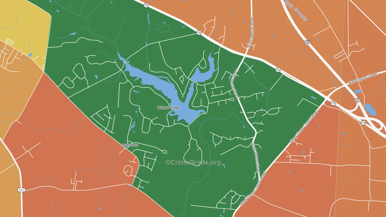 Walnut Creek, NC Map of Theft Rates