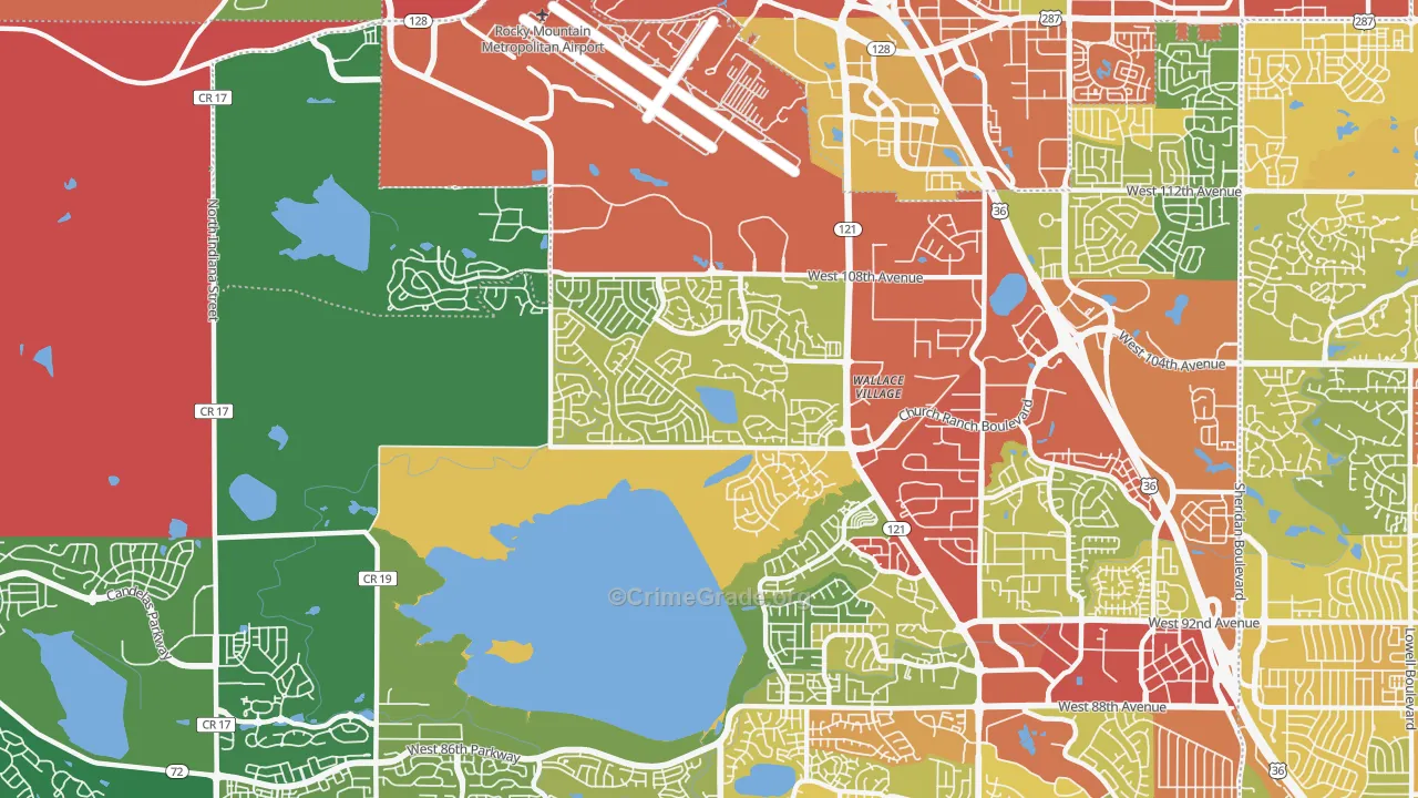 Walnut Grove, Broomfield, CO Map of Theft Rates