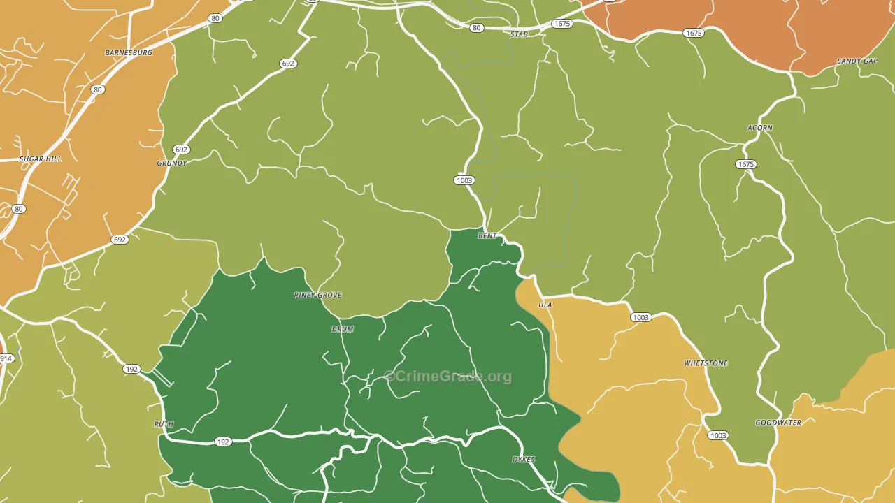 Walnut Grove, KY Map of Theft Rates