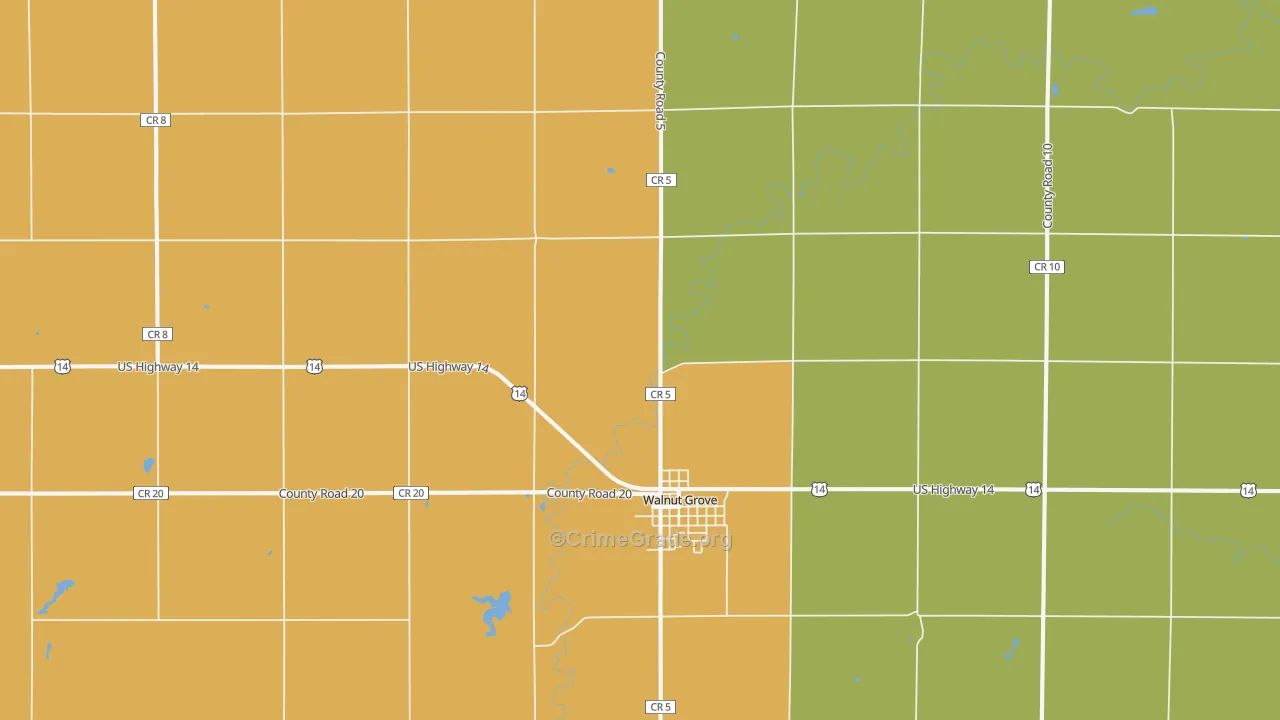 Walnut Grove, MN Map of Theft Rates