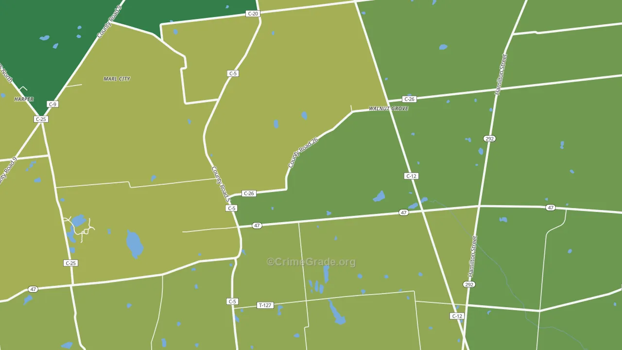 Walnut Grove, OH Map of Theft Rates