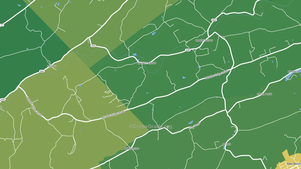 Walnut Grove, PA Map of Theft Rates