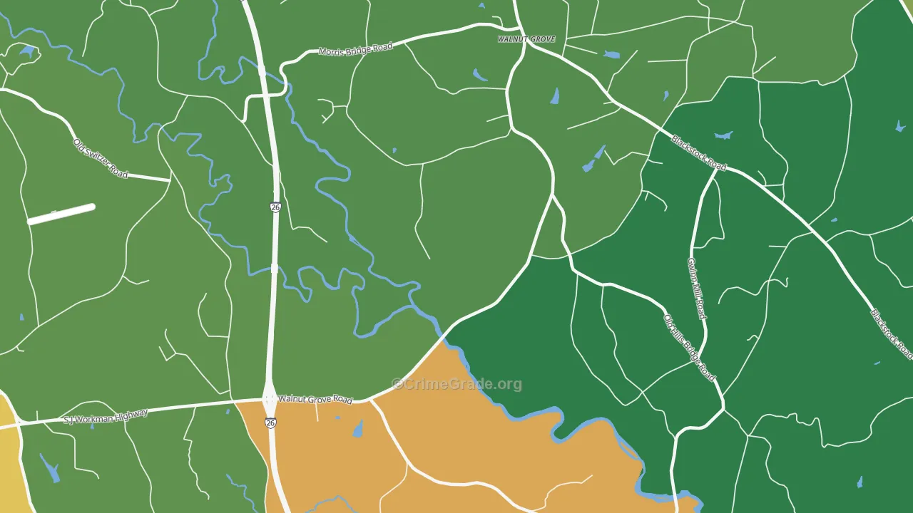 Walnut Grove, SC Map of Theft Rates
