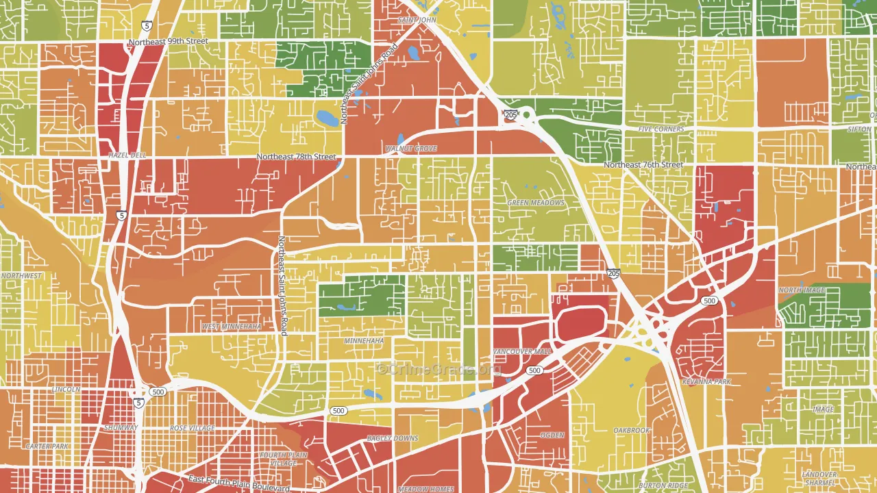 Walnut Grove, WA Map of Theft Rates