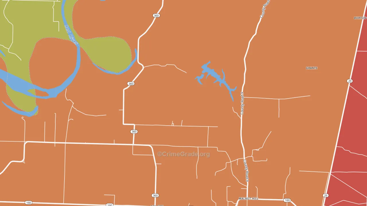 Walnut Hill, AR Map of Theft Rates