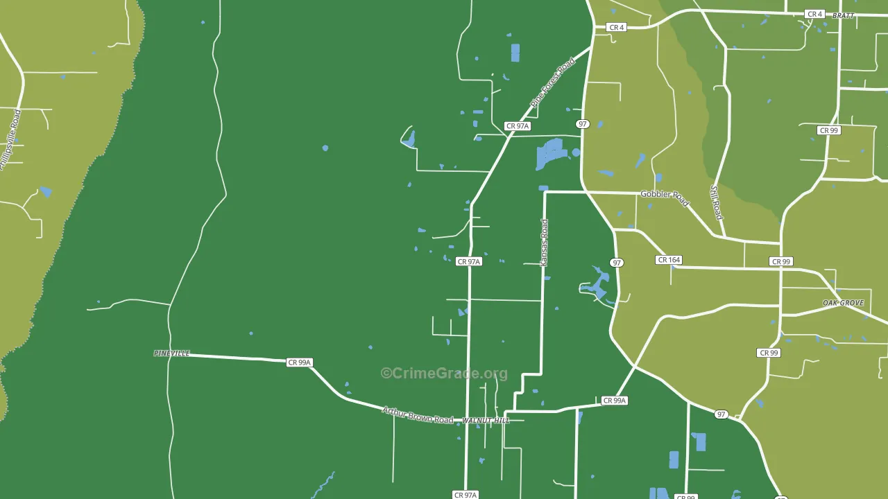 Walnut Hill, FL Map of Theft Rates