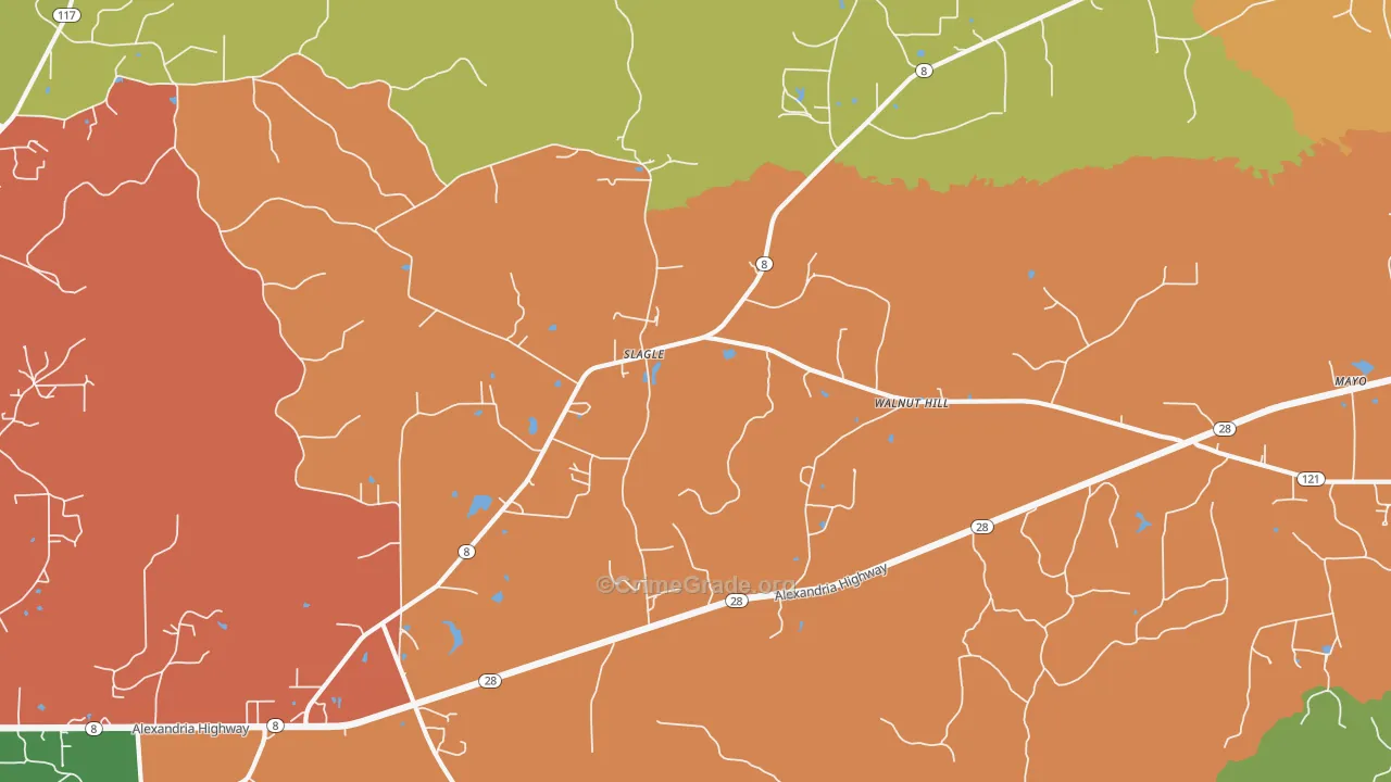 Walnut Hill, LA Map of Theft Rates