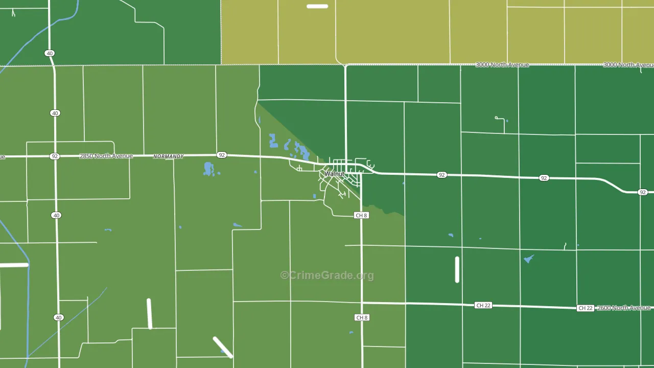 Walnut, IL Map of Theft Rates