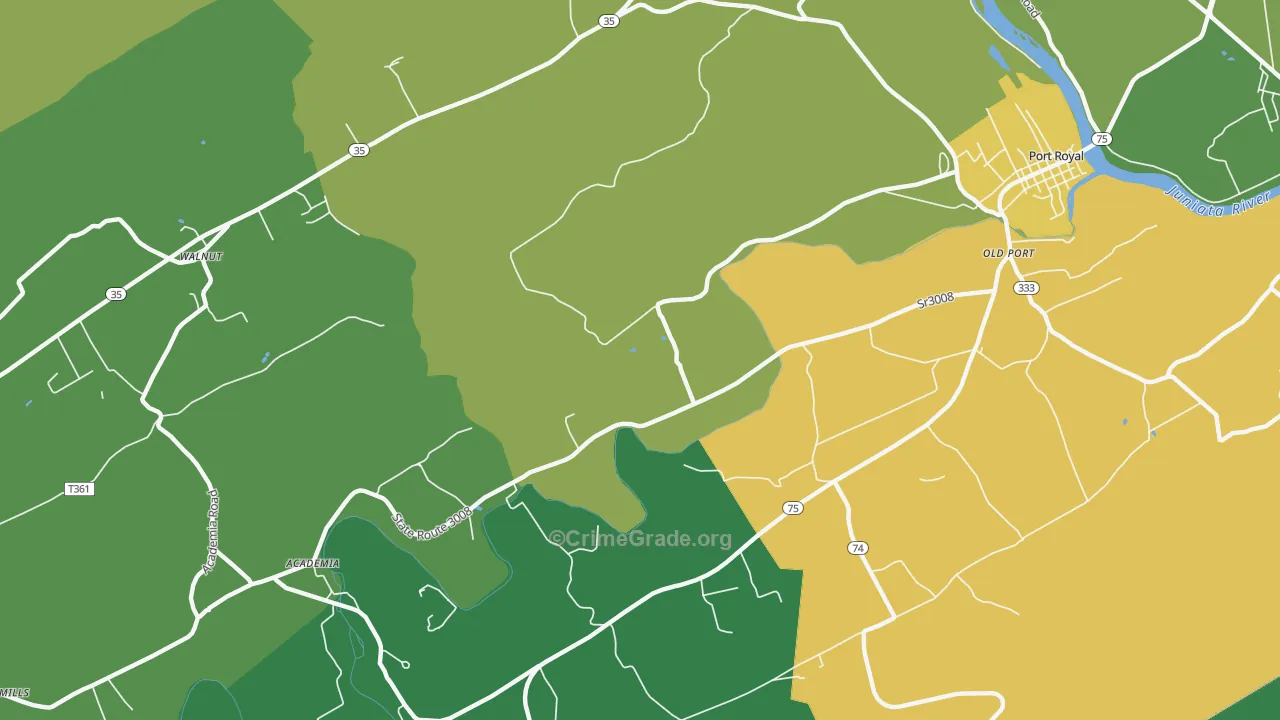 Walnut, PA Map of Theft Rates