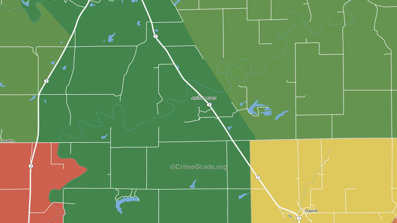 Walnut Ridge, IN Map of Theft Rates