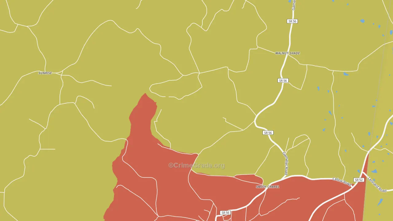 Walnut Shade, TN Map of Theft Rates