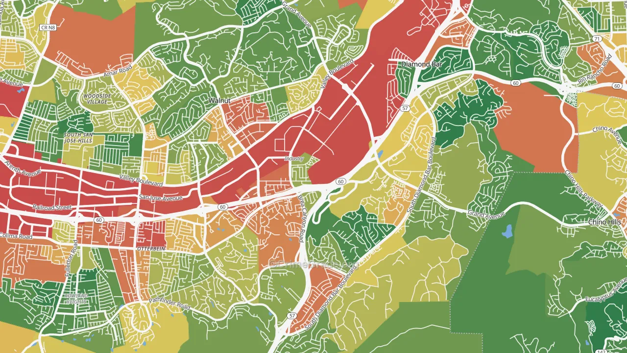Walnut Valley, Diamond Bar, CA Map of Theft Rates