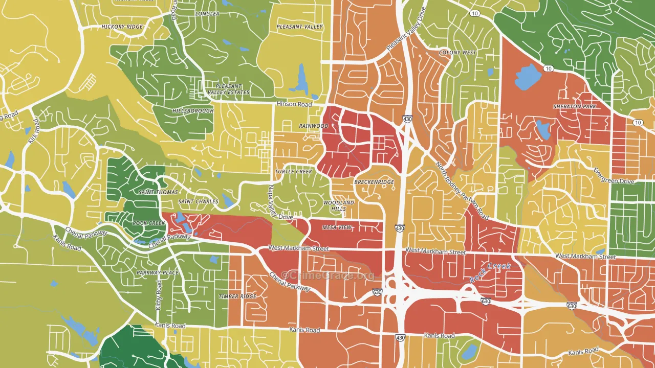 Walnut Valley, Little Rock, AR Map of Theft Rates