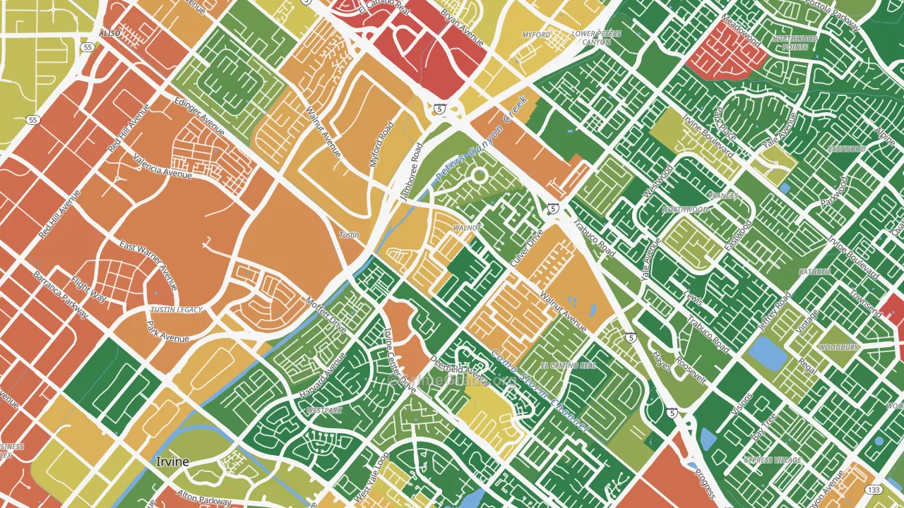Walnut Village, Irvine, CA Map of Theft Rates