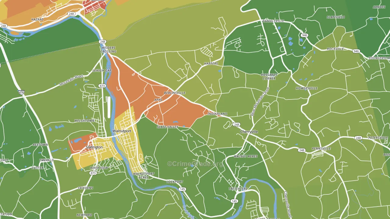 Walnutport, PA Map of Theft Rates