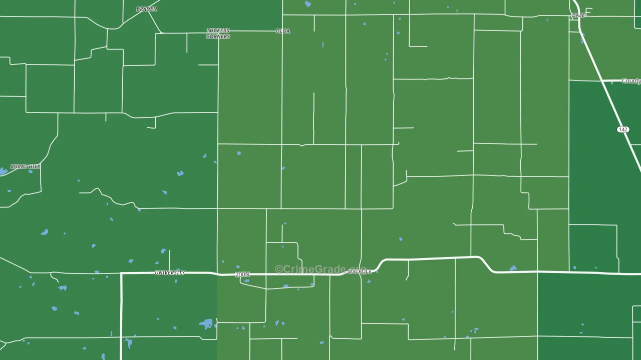 Walpole, IL Map of Theft Rates