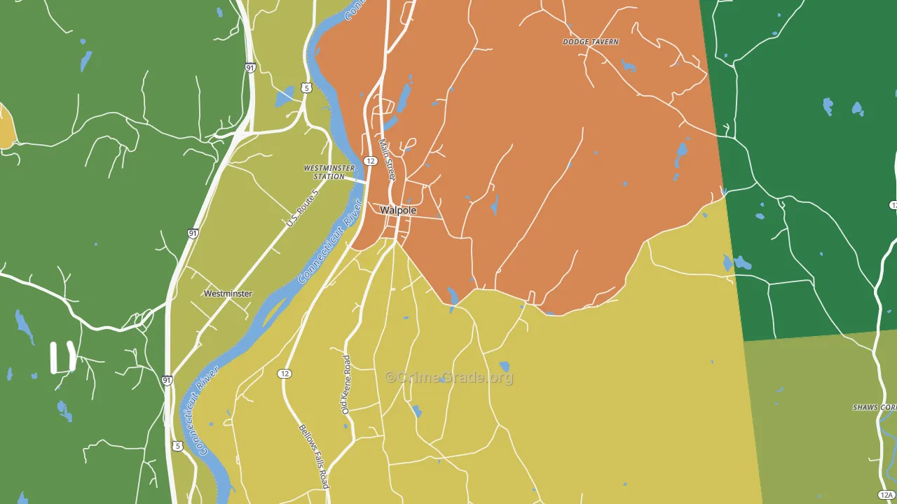Walpole, NH Map of Theft Rates
