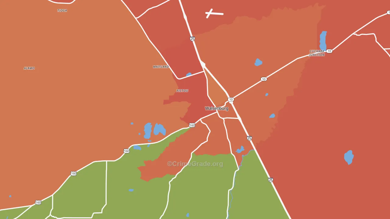 Walsenburg, CO Map of Theft Rates