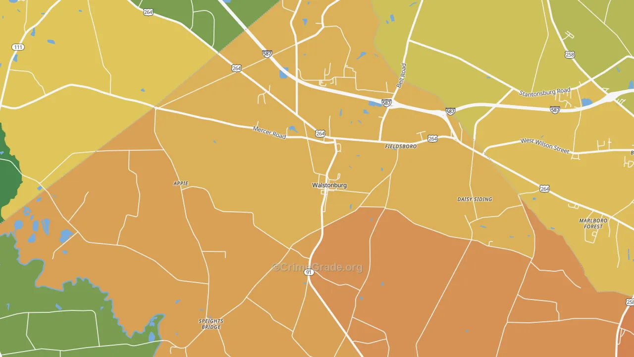 Walstonburg, NC Map of Theft Rates