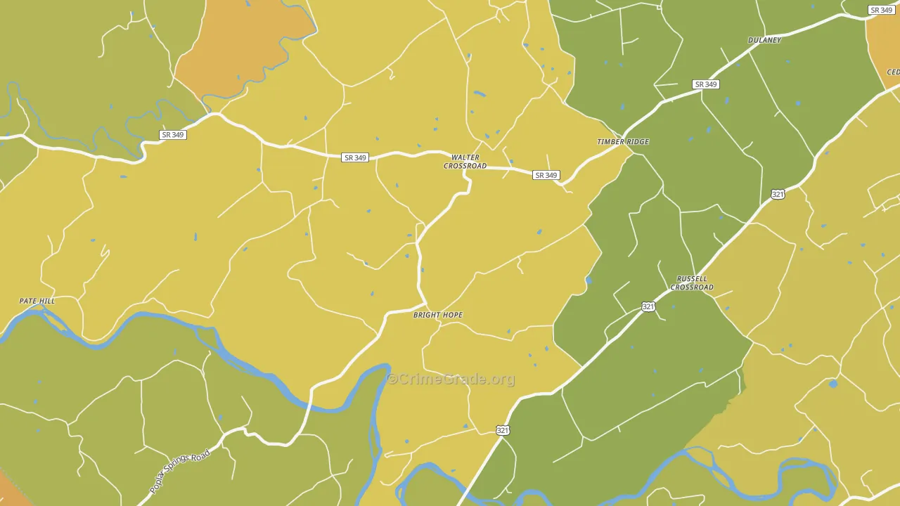 Walter Crossroad, TN Map of Theft Rates