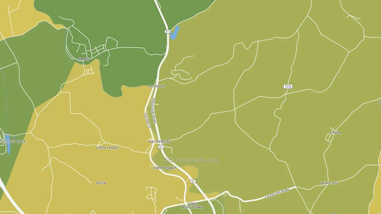 Waltersburg, PA Map of Theft Rates