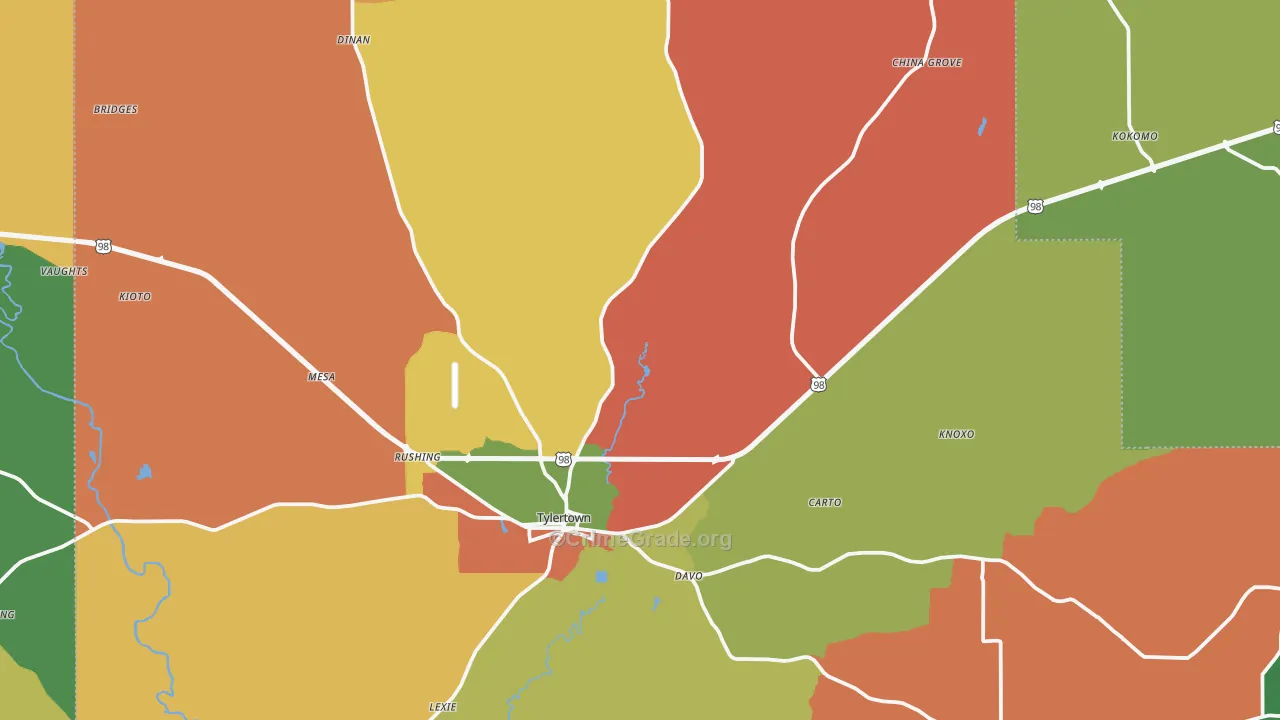 Walthall County, MS Map of Theft Rates