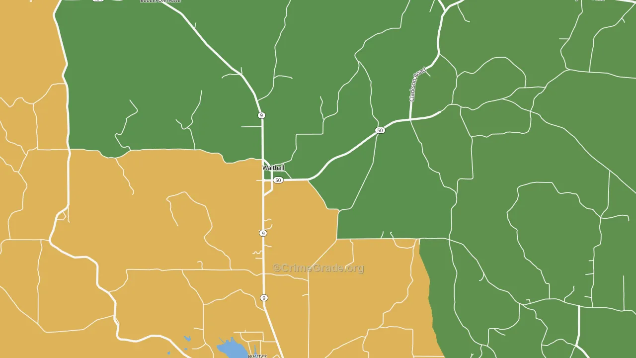 Walthall, MS Map of Theft Rates