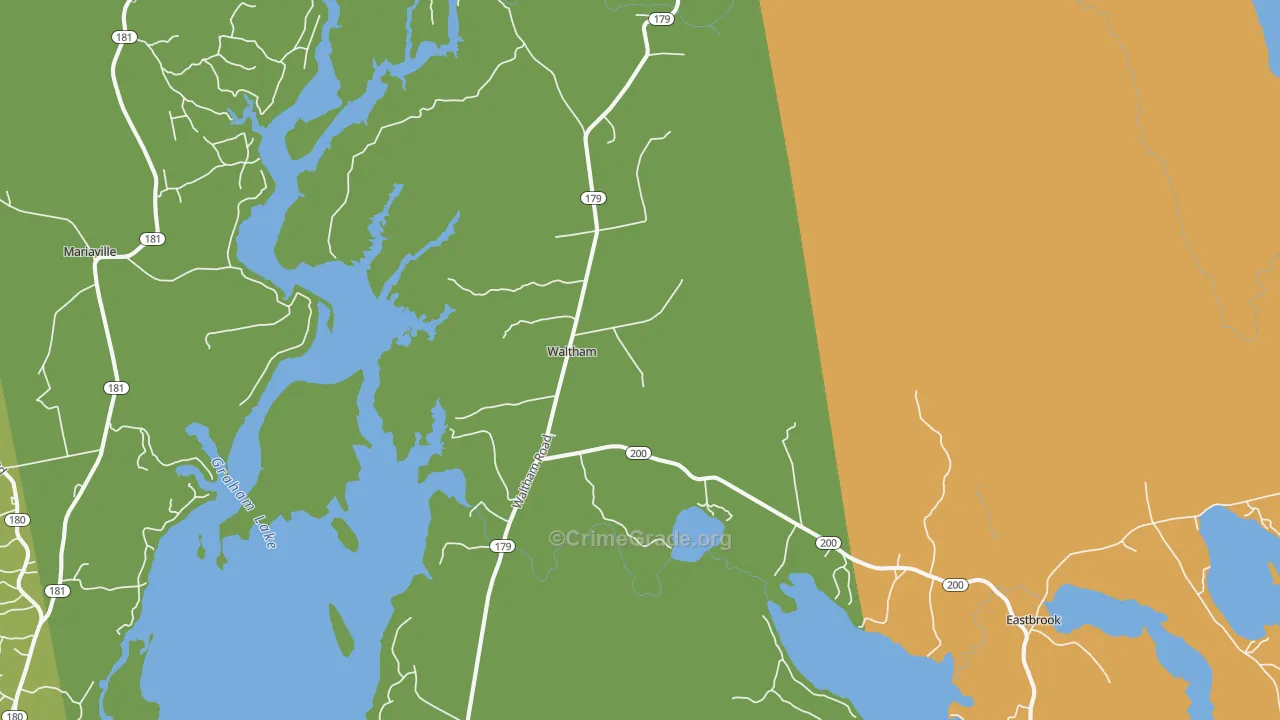 Waltham, ME Map of Theft Rates