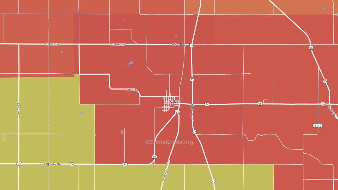 Walthill, NE Map of Theft Rates