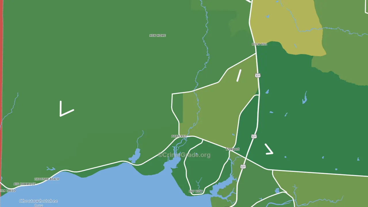 Walton County, FL Map of Theft Rates