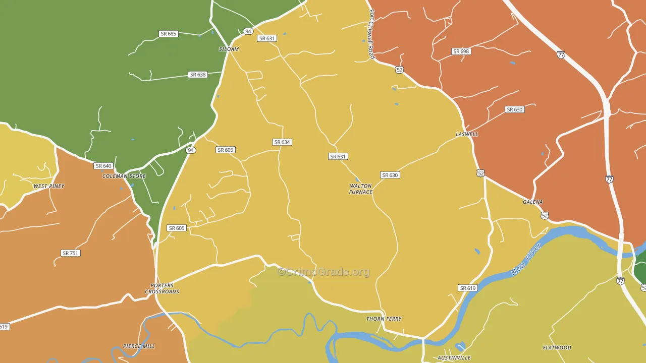 Walton Furnace, VA Map of Theft Rates