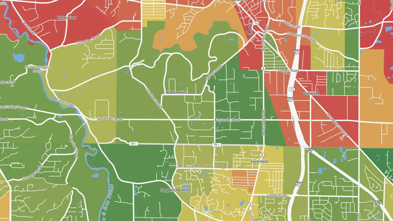 Walton Hills, OH Map of Theft Rates