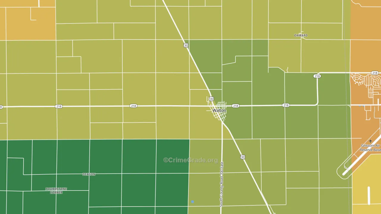 Walton, IN Map of Theft Rates
