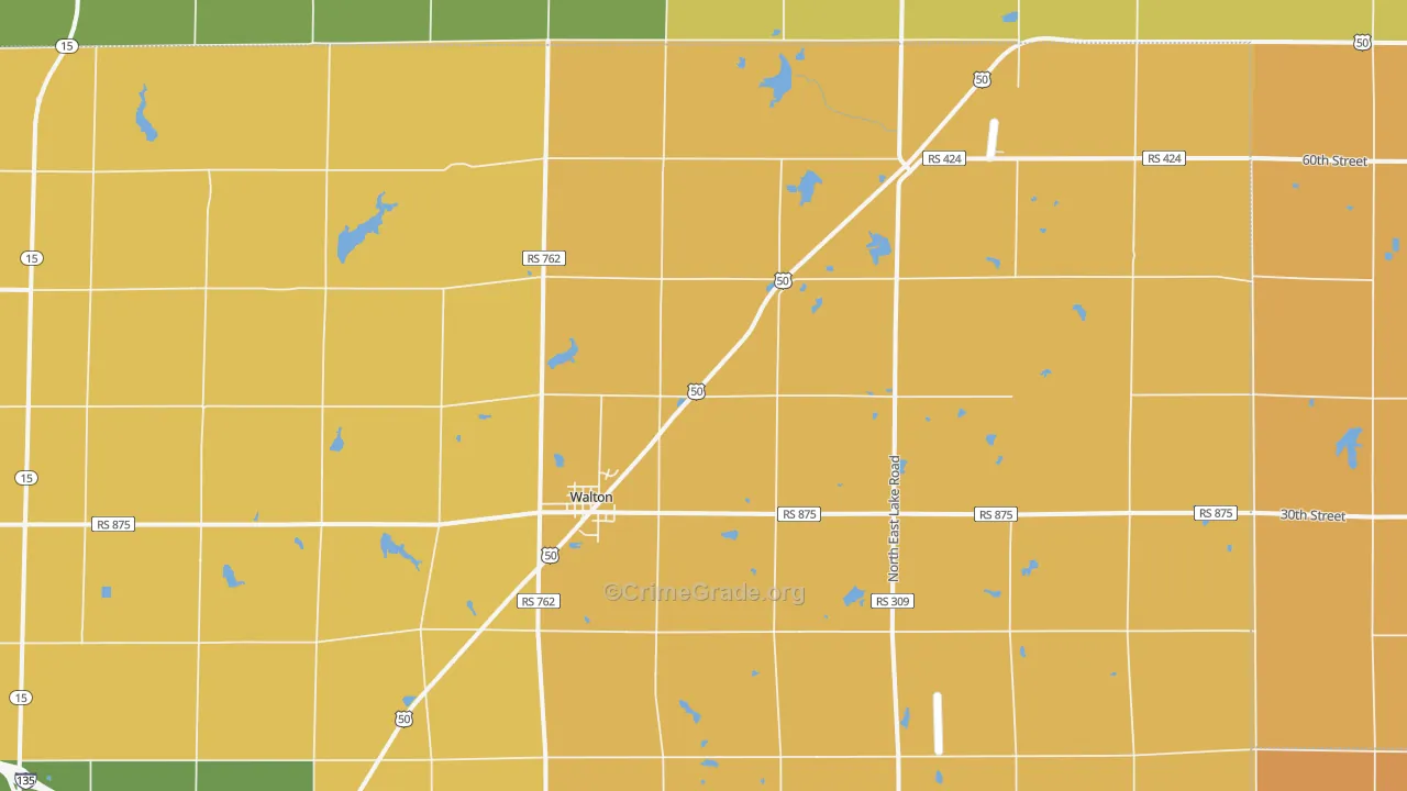 Walton, KS Map of Theft Rates