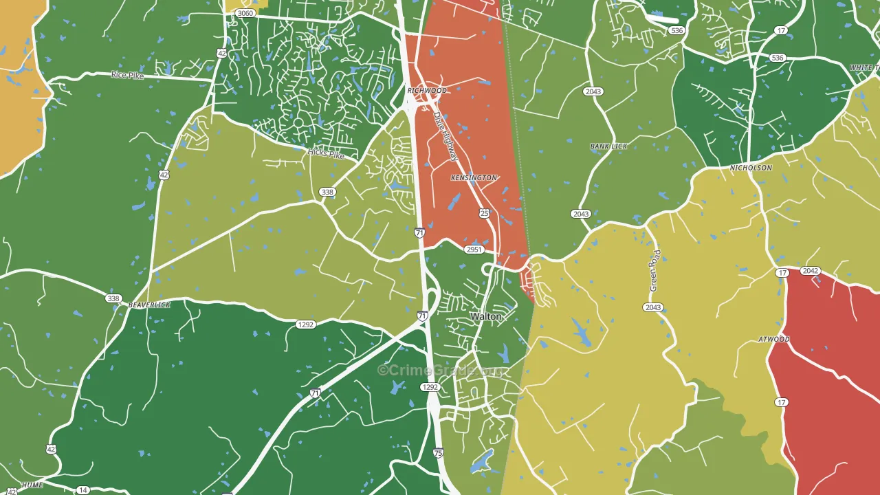 Walton, KY Map of Theft Rates