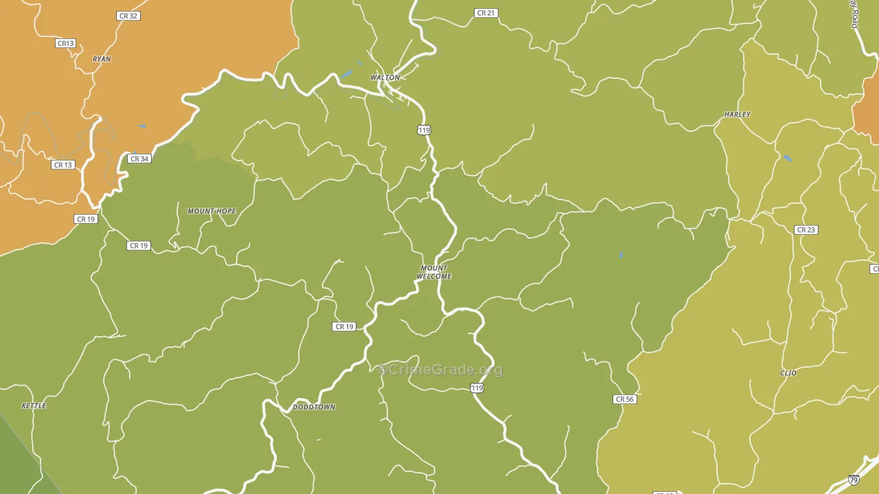 Walton, WV Map of Theft Rates