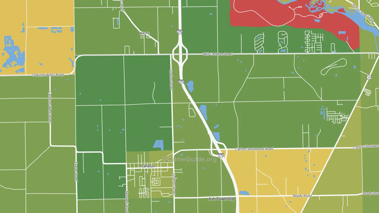 Waltz, MI Map of Theft Rates
