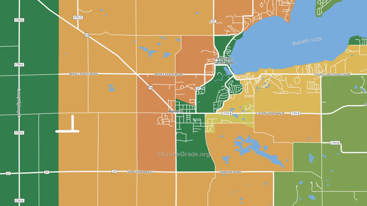 Walworth, WI Map of Theft Rates