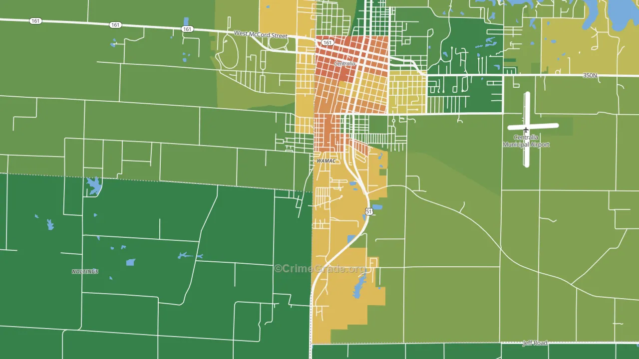 Wamac, IL Map of Theft Rates