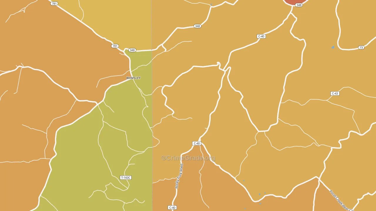 Wamsley, OH Map of Theft Rates