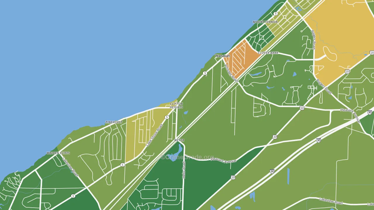 Wanakah, NY Map of Theft Rates