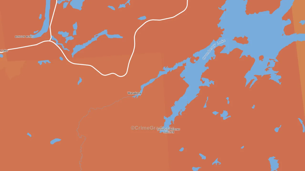 Wanakena, NY Map of Theft Rates