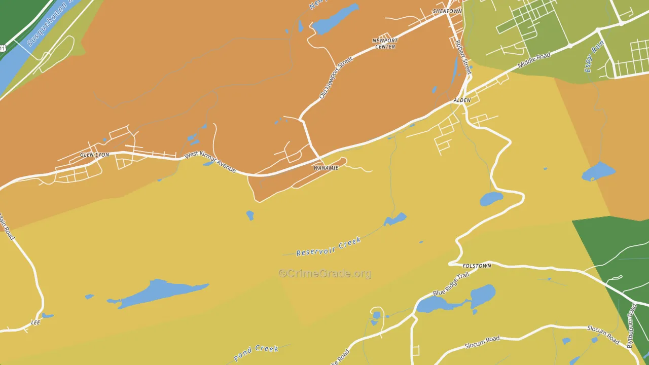 Wanamie, PA Map of Theft Rates