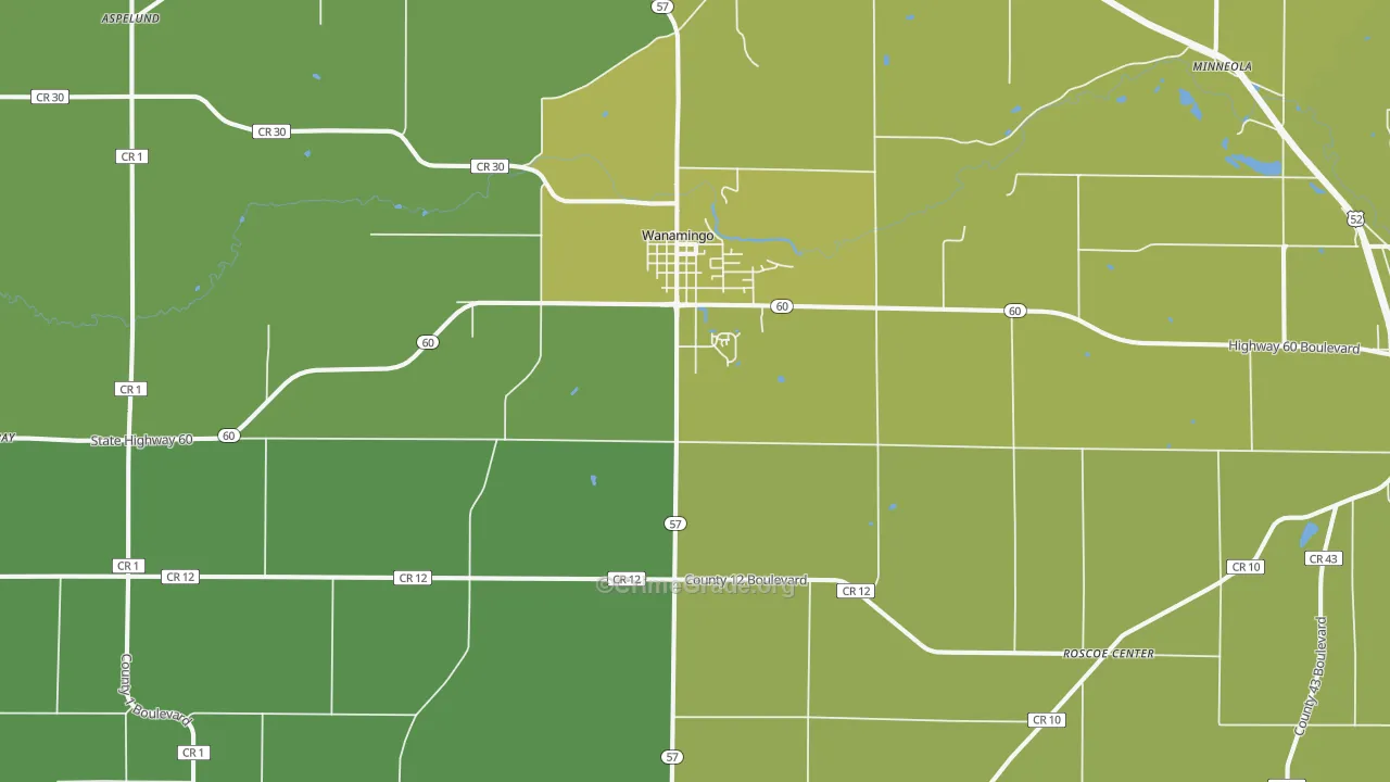 Wanamingo, MN Map of Theft Rates