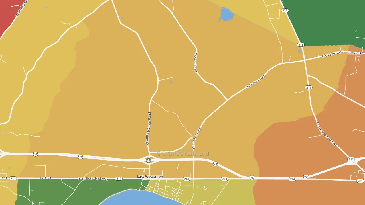 Wananish, NC Map of Theft Rates